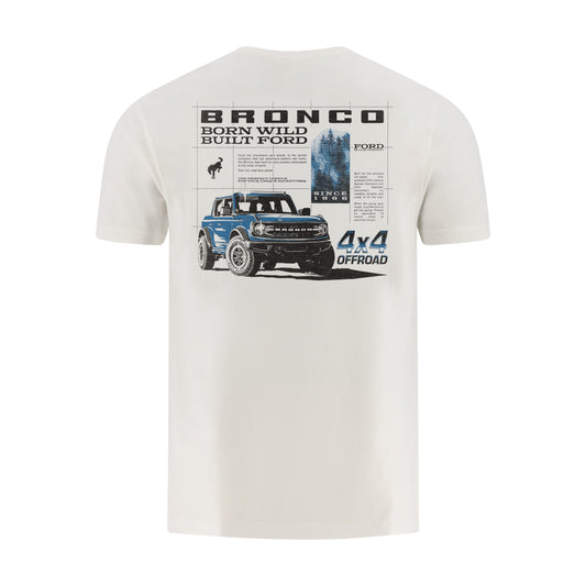 Ford Bronco Built Wild Mens 4x4 Off Road T-Shirt