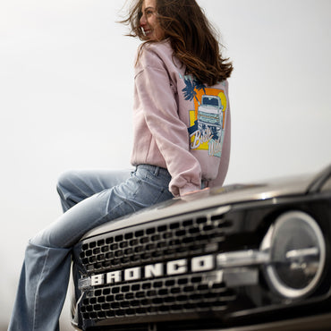 Ford Bronco Built Wild Womens Light Pink Crewneck Sweatshirt